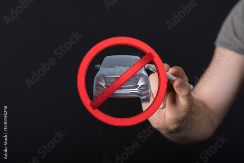 Hand drawing a no car sign....