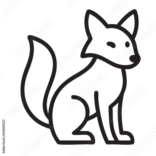Fox icon illustration: A sleek and stylish outline illustration of a fox, capturing the essence of its cunning nature, suitable for design projects, logos, and visual branding.