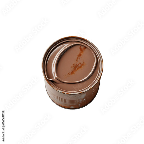 Top View of a Rusty Tin Can Filled with Chocolate Pudding