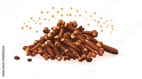 Wallpaper Mural Minimalist vector cartoon of clove pile with aromatic aura on white background Torontodigital.ca