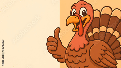 Funny Turkey on the Right Side of a Blank Invitation Card