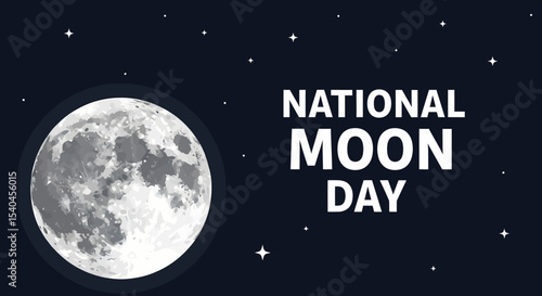 National Moon Day Celebration with Full Moon and Stars