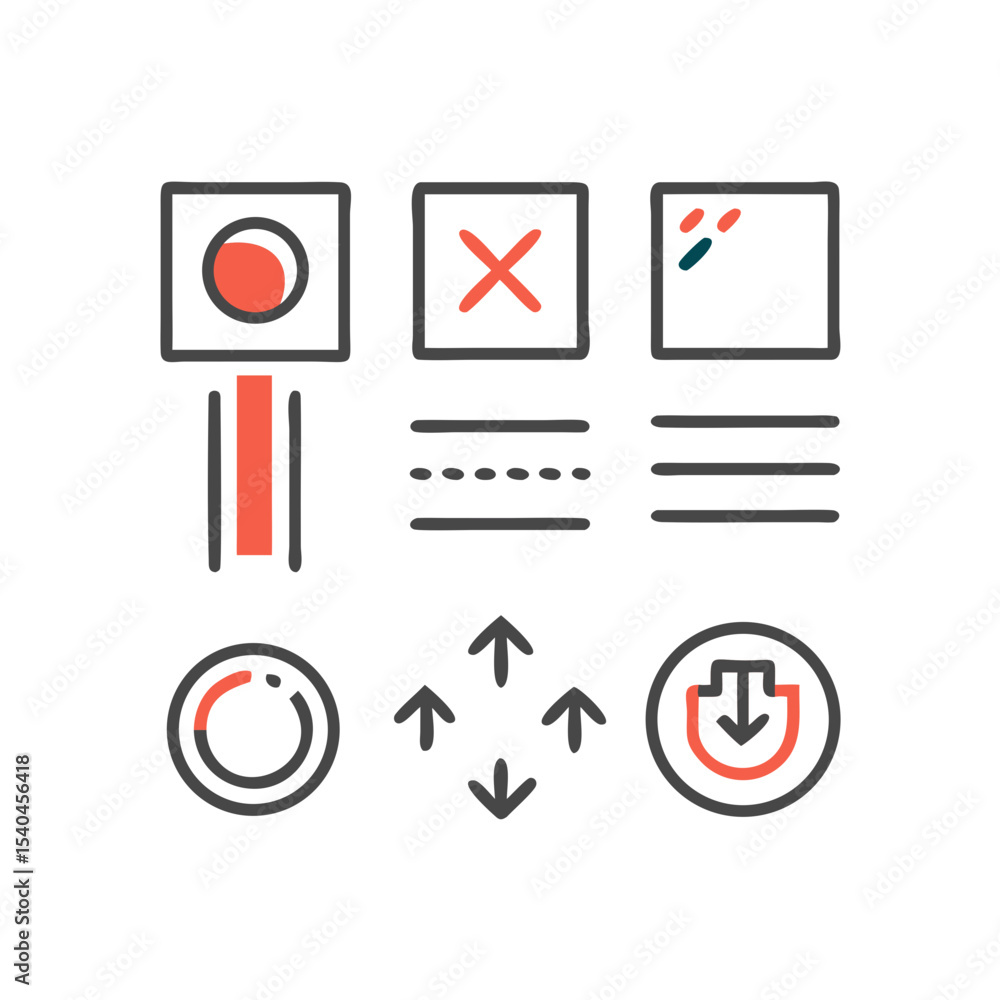 Clean ui elements icons set isolated on white background Clean ui elements icons set isolated on white background