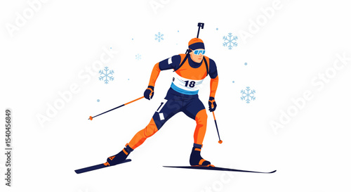 Biathlon Athlete in Winter Sport Competition Illustration