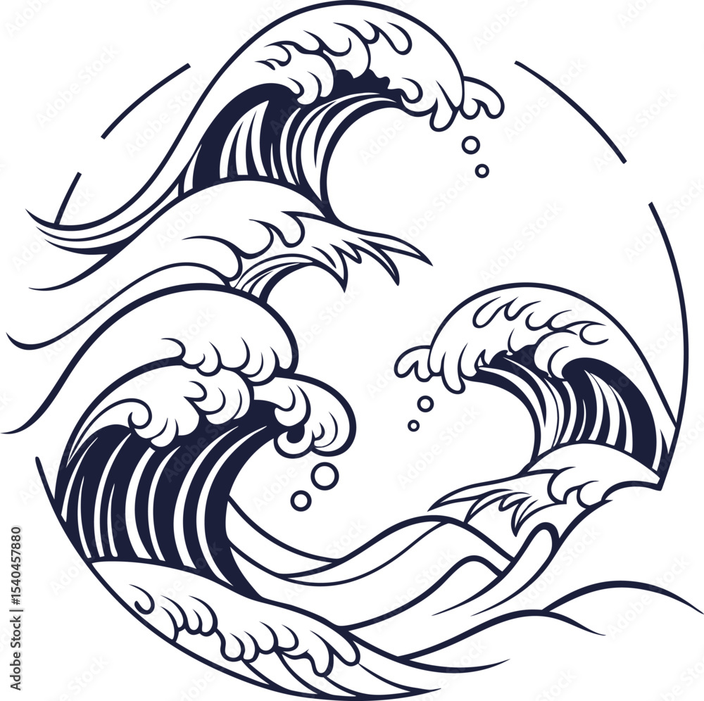 Naklejka premium Elegant Ocean Wave Design Perfect for Branding Logos and Stylish Decorations