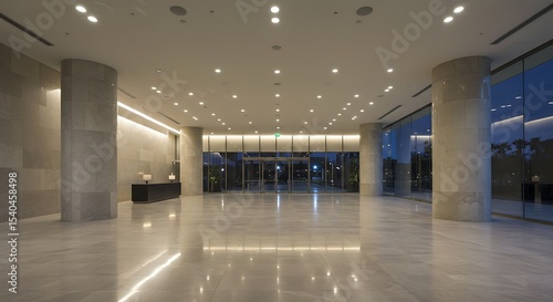 Spacious Marble Lobby with Bright Ceiling Lights