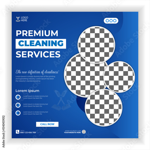 Cleaning service social media banner or Instagram post template poster,