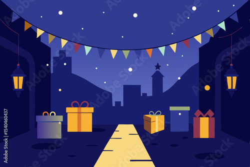 a christmas night photoshoot in a glowing alley