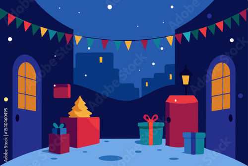 a christmas night photoshoot in a glowing alley 