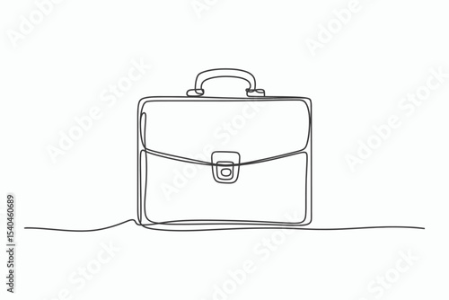 Single line drawing of a classic briefcase