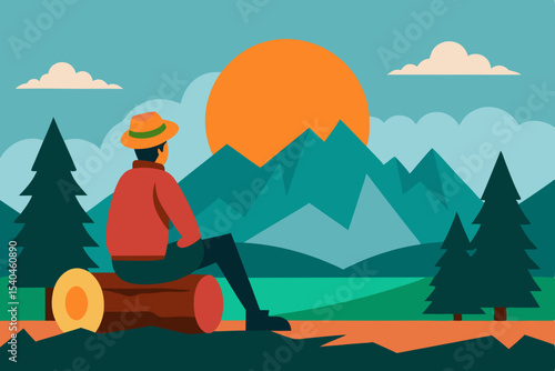 Mountain Majesty Contemplating Nature's Grandeur at Sunset
