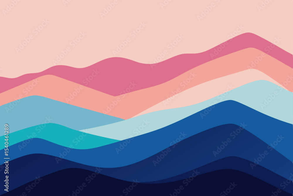 Fototapeta premium Abstract Mountain Landscape Serene Pastel Hues and Layered Peaks
