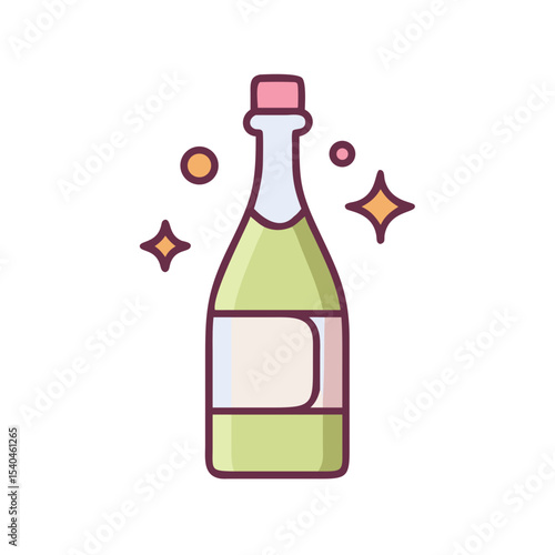 Vector icon of a champagne bottle, symbolizing celebration, new year, party, and festive occasions