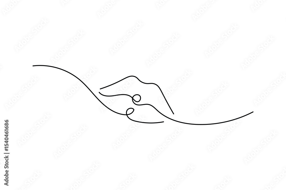 Fototapeta premium Simple illustration of lips vector continuous single line art