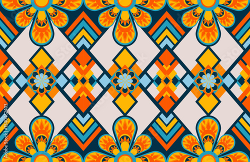 pattern for clothes, curtain, carpet, decoration, tribal design, seamless pattern, floral pattern