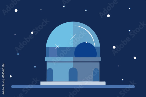 a city observatory lit inside with glowing constel