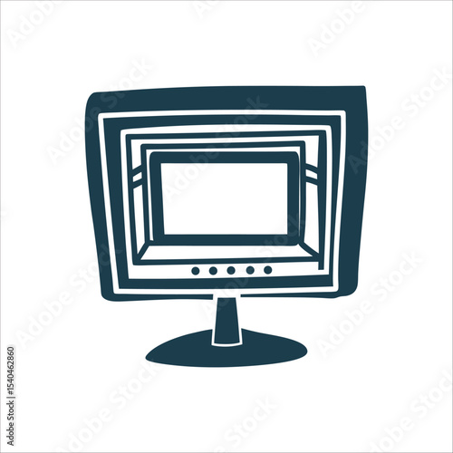 Retro Monitor Illustration, Square Screen, Minimalist VAR Monitor A square screen with minimal frame details