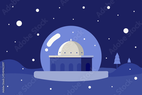 a city planetarium under snowfall  glowing softly .svg