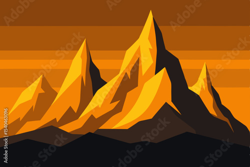 Majestic Golden Hour Mountain Peaks A Stunning Landscape Illustration