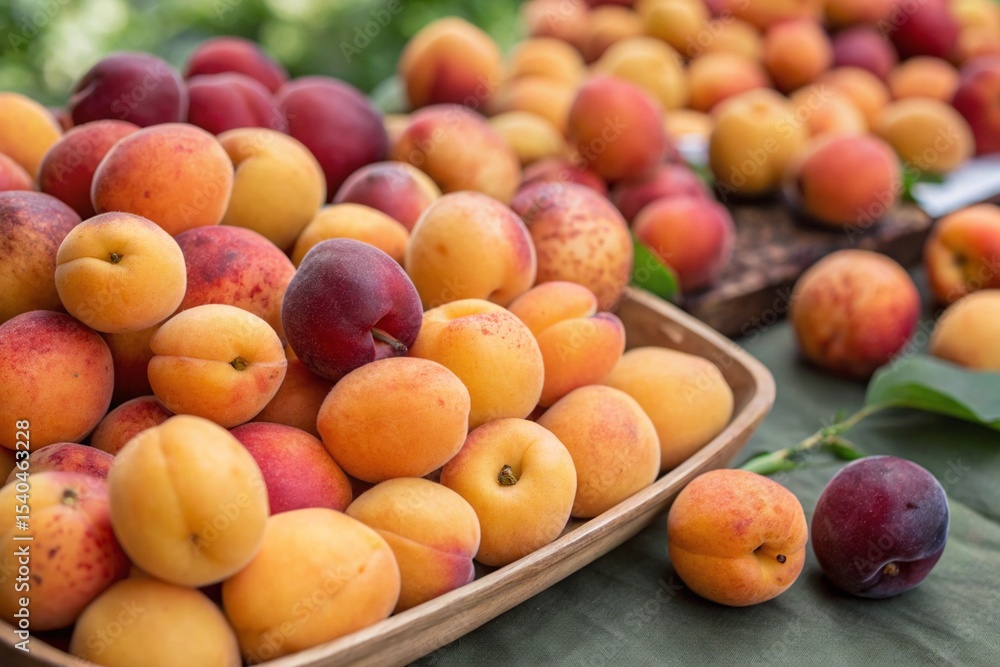 Top view of apricots, peaches, natural background. many apricots close up view Top view of apricots, peaches, natural background. many apricots close up view