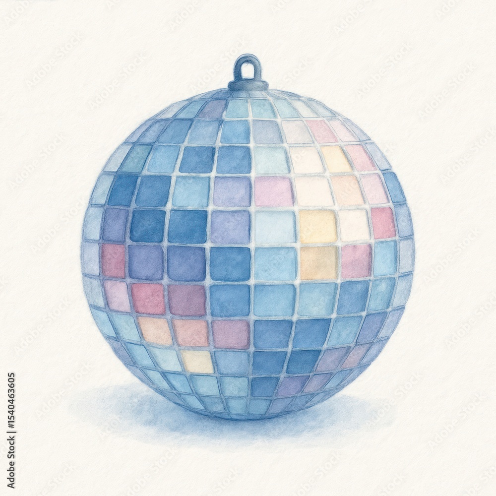 Obraz premium Colorful retro disco ball illustration.