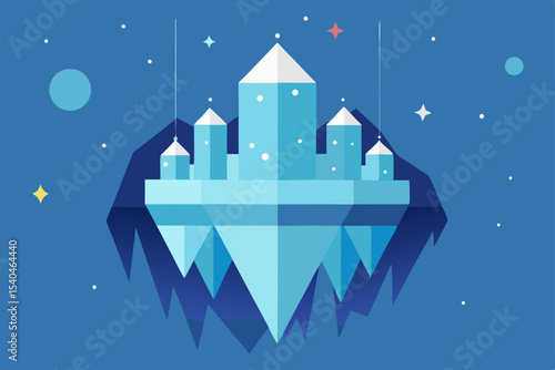 a crystalline ice palace floating above the city