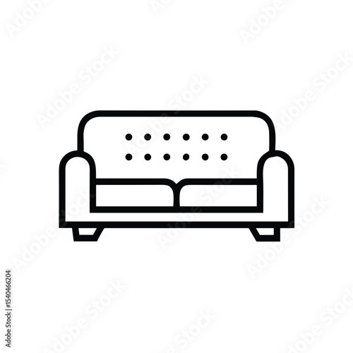 Sofa icon for furniture websites, interior design applications, living room planning tools and home decoration blogs