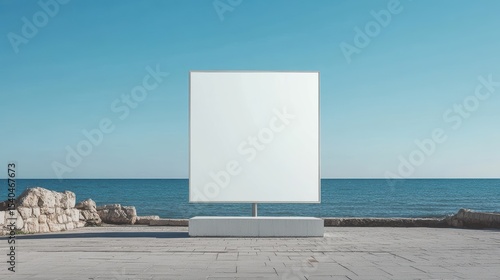 billboard or blank poster, blank white mast banner mockup, front view, outdoor, billboard clear poster for advertising display outside sign template, for Display or montage of product