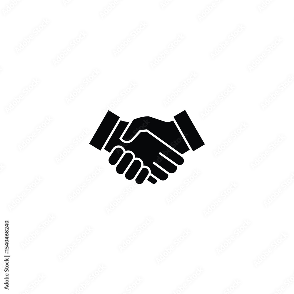 Business Handshake Icon – Minimal Black Silhouette on White Background Business Handshake Icon – Minimal Black Silhouette on White Background