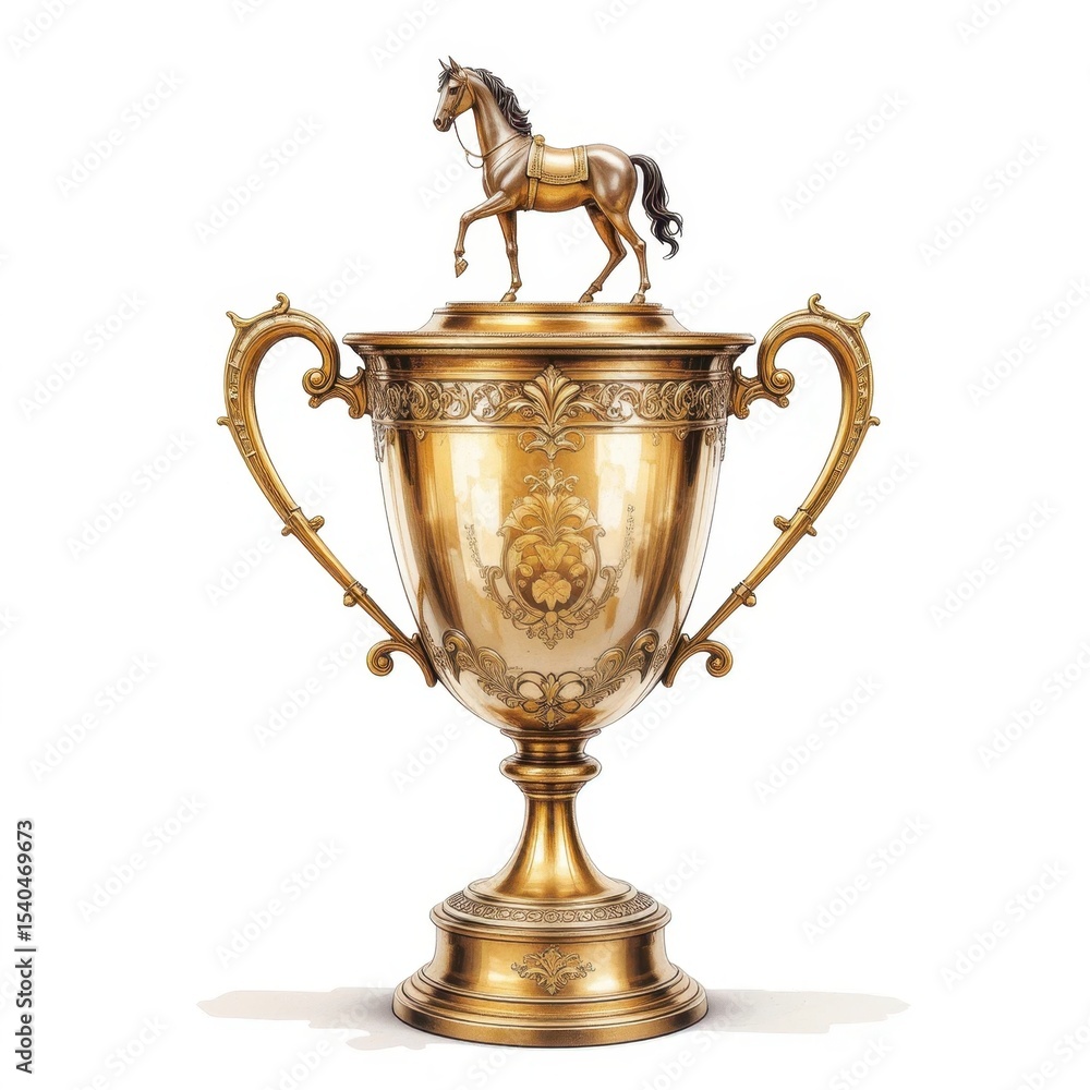 Elegant Equestrian Trophy Featuring a Detailed Horse Figure on Top Elegant Equestrian Trophy Featuring a Detailed Horse Figure on Top