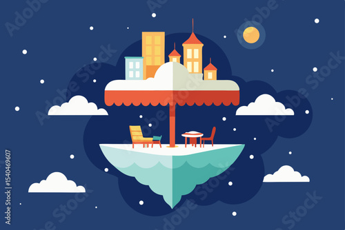 a holiday dream caf  floating in the clouds above 