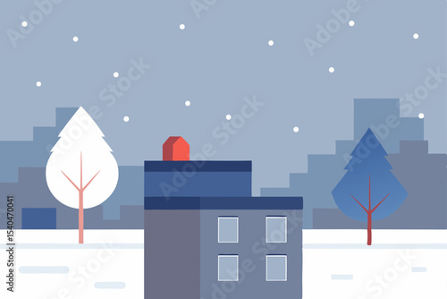 a lonely rooftop tree blinking in the snow   visib.svg