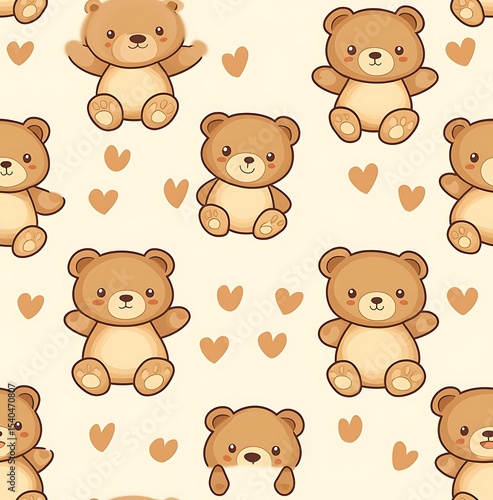Wallpaper Mural Cute and adorable teddy bear seamless pattern Torontodigital.ca