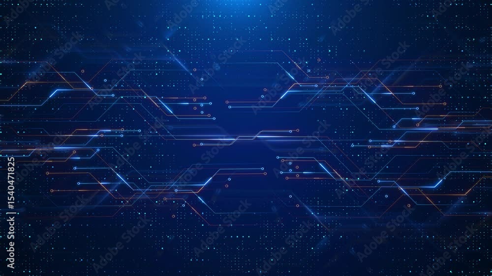 Abstract computer technology blue diagram Data information artificial intelligence background futuristic business data technology modern concept, circuit board shape lines link structure dark contrast