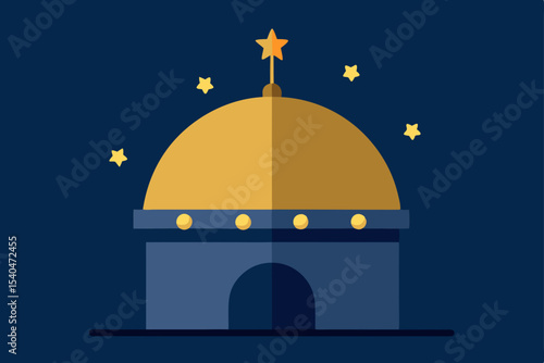 a quiet rooftop observatory dome decorated with 