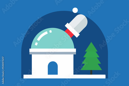 a rooftop observatory with a christmas tree reflec.svg