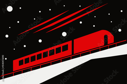 a snowstorm blanketing an elevated train track 