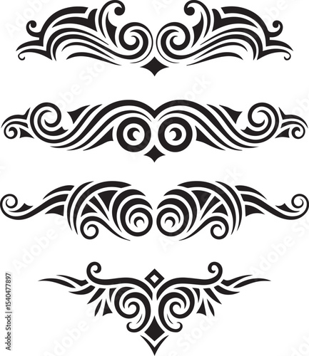 Elegant decorative vector borders and dividers in black and white for design elements