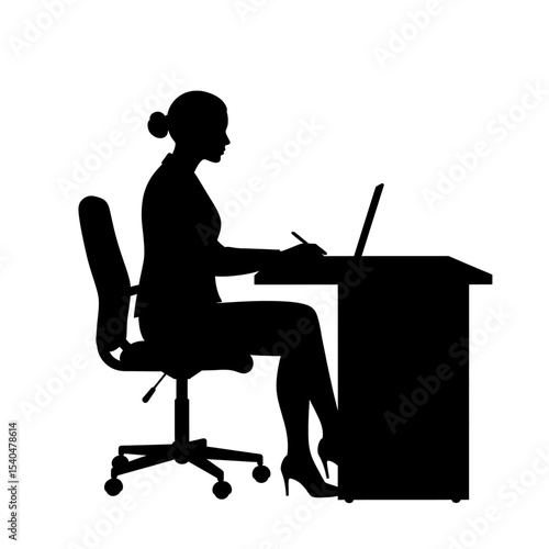 Secretary silhouette office themes office worker desk administrative pose business