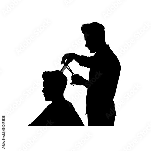 Black silhouette barber cutting hair hair stylist figure scissors grooming beauty