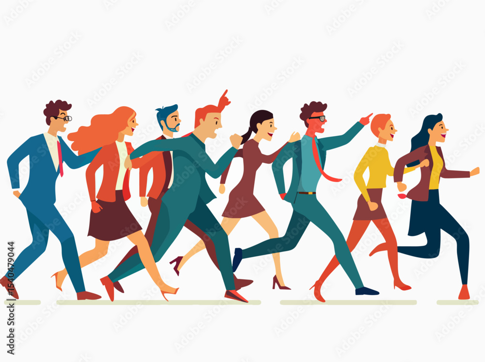 Business team running together with enthusiasm and determination. Motivated group of colleagues racing towards success, collaboration, strategy, teamwork, progress, competition, challenge. Business team running together with enthusiasm and determination. Motivated group of colleagues racing towards success, collaboration, strategy, teamwork, progress, competition, challenge.