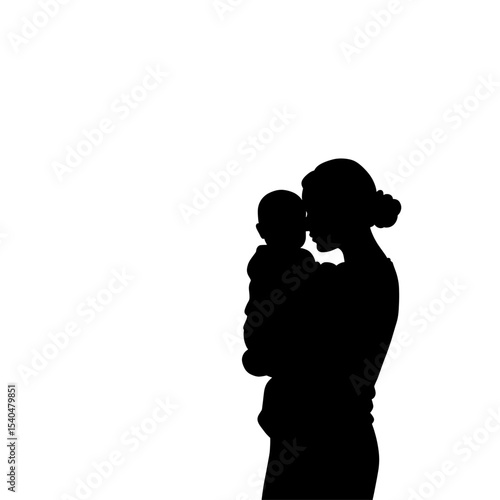 Black silhouette mother child maternal figure holding baby love care parenting