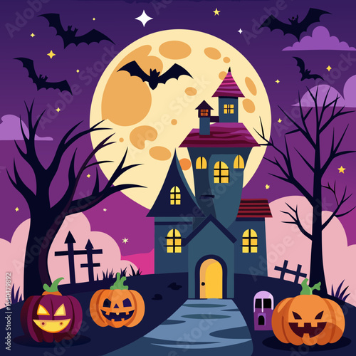 halloween background with haunted house