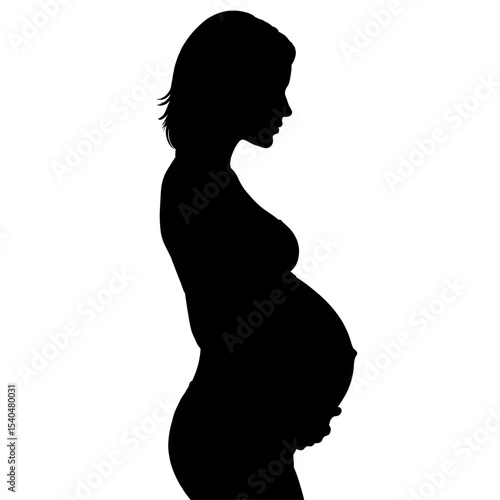 Black silhouette pregnant woman profile expecting mother maternity motherhood pregnancy family