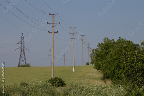 Power lines in a field