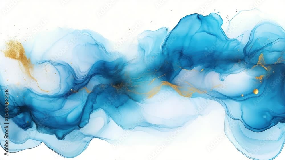 Abstract fluid art, blue and gold Abstract fluid art, blue and gold