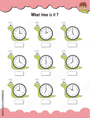 What time is it? What is the time? Telling time, Time worksheet, Time learning worksheet for children, Learn to tell time