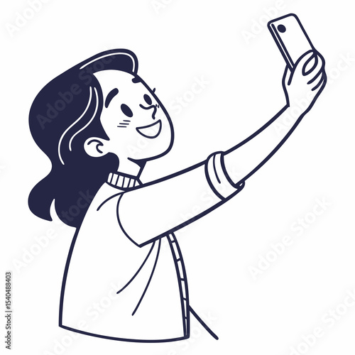 Happy girl taking a selfie smartphone photo