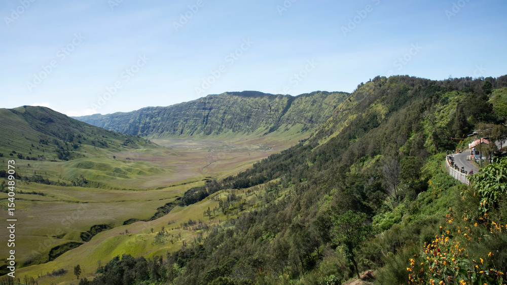 Naklejka premium landscape of the mountain and valley