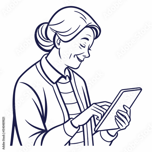 Happy senior woman using digital tablet technology
